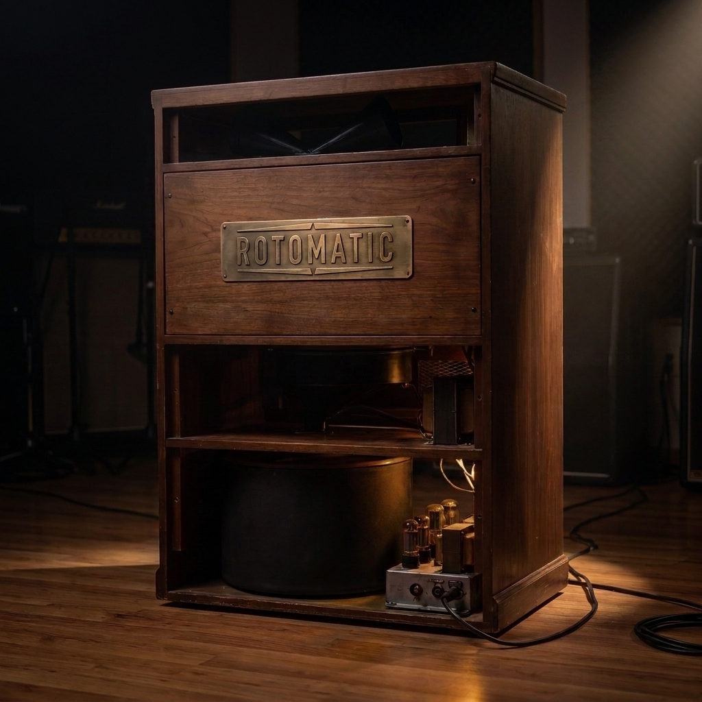 Rotomatic cabinet — three-quarter view.